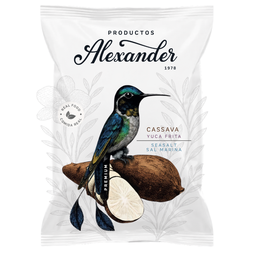 Product packaging with a bird illustration on a white background